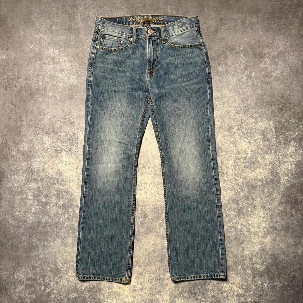 American Eagle Mens Original Boot Jeans 29x30 Medium Wash Blue Bootcut Denim 100
